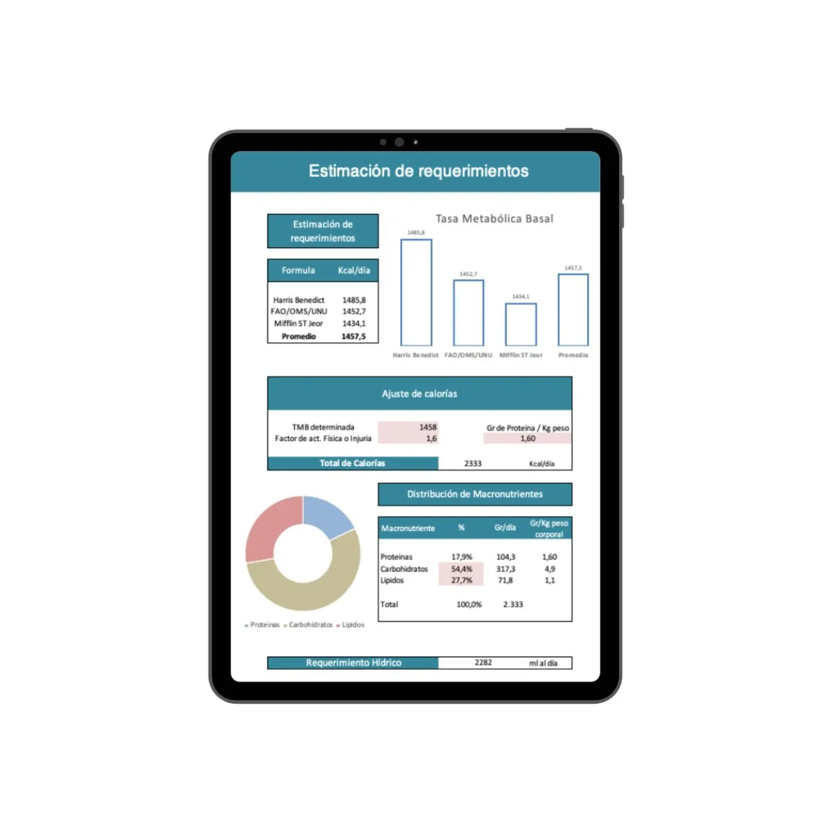 excel de evaluación y planificación nutricional